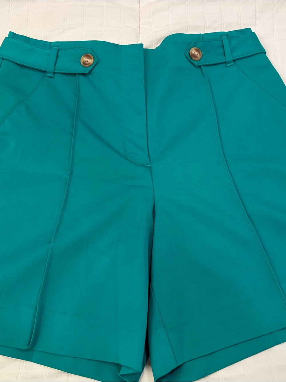 Talbots Teal Bermuda Shorts with Wood-Tone Buttons